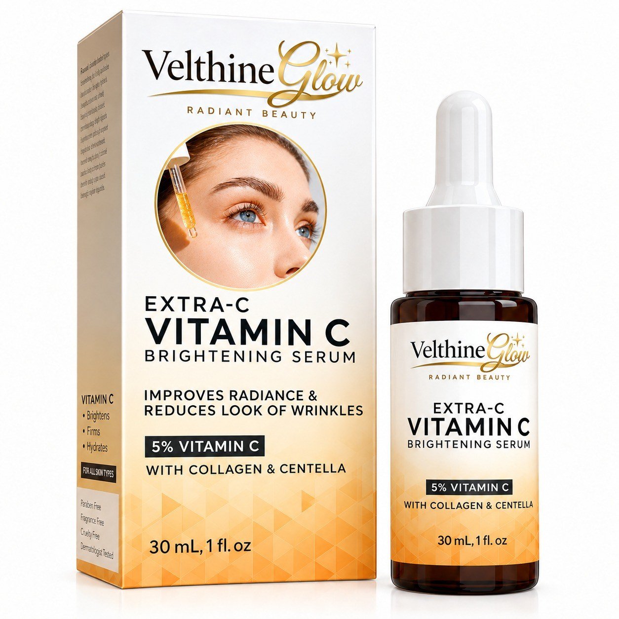 VelthineGlow Extra-C Vitamin C Serum 30 ml dropper bottle